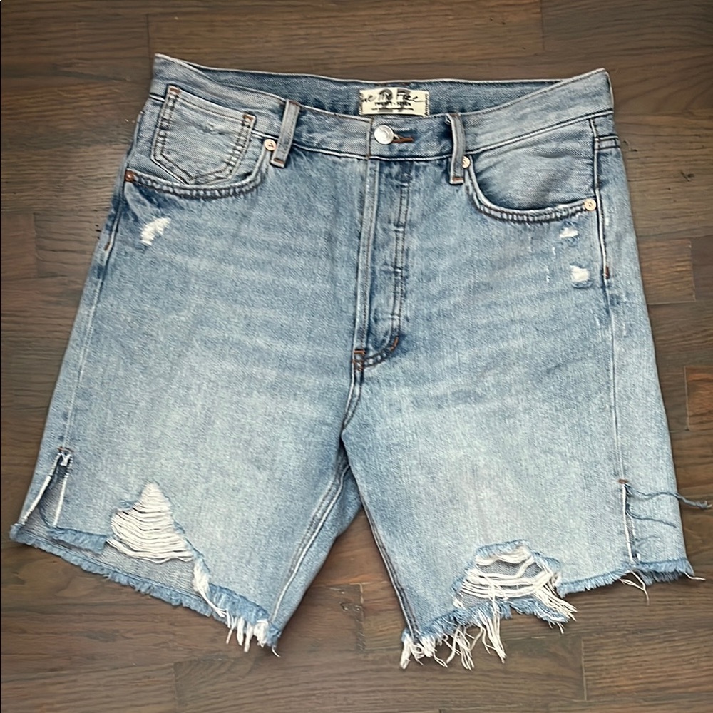 We The Free Distressed Ripped blue Jean shorts size 27 vintage high waisted